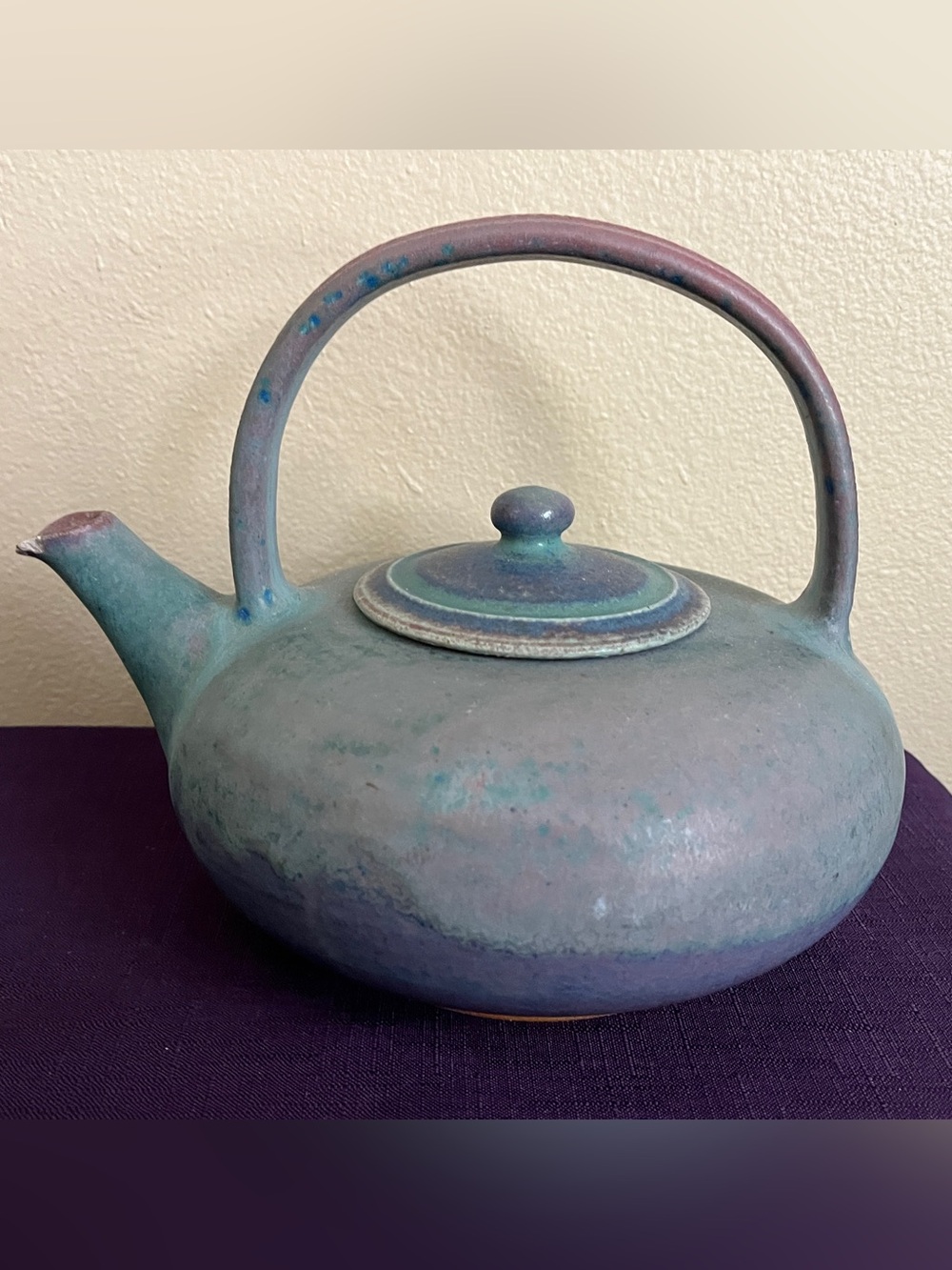 Bill Boyd Studio Art Pottery Teapot Pastel Glaze Signed - AS IS Chipped Spout